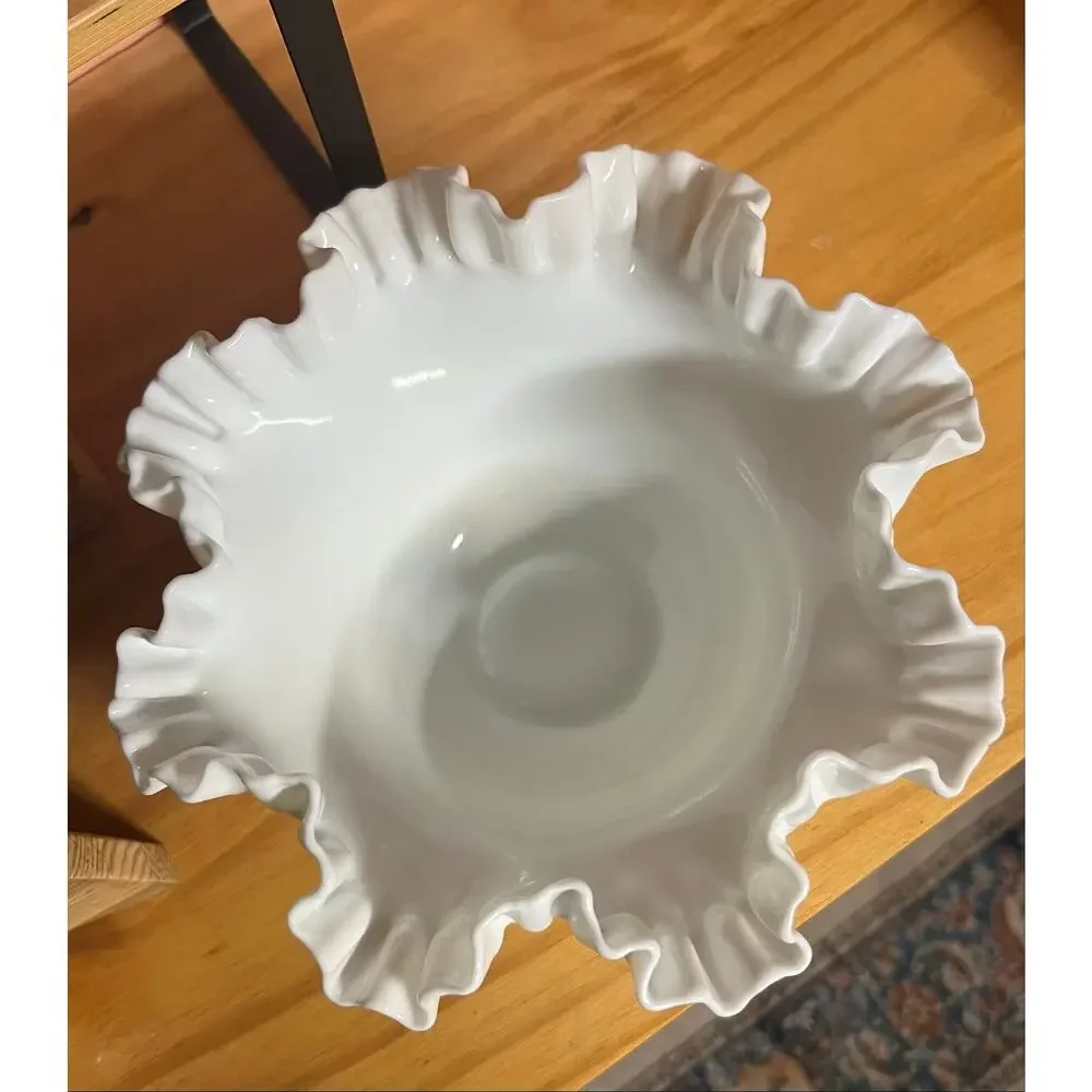 Vintage Fenton Hobnail 9” Double Crimped Top Bowl